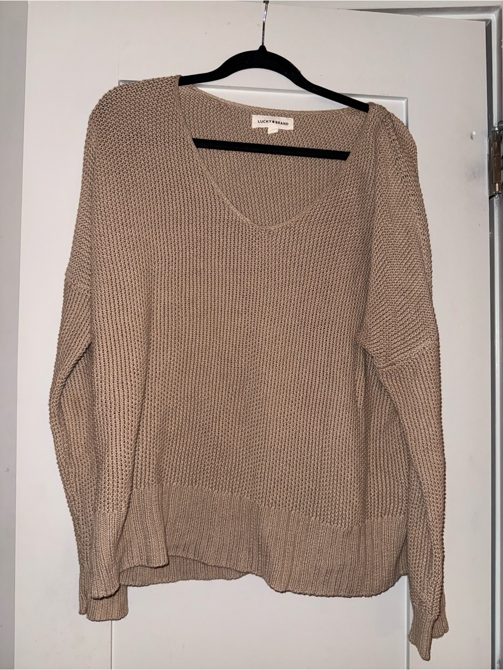 Lucky Brand Women's V-Neck Knit Sweater - Taupe
